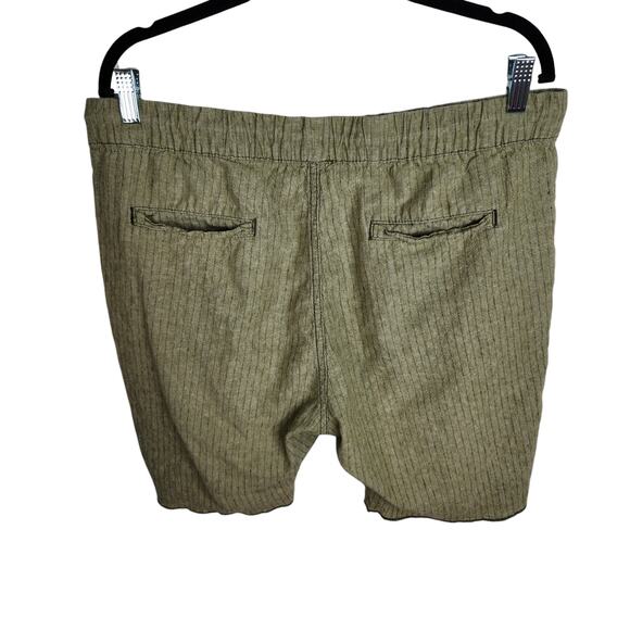 Howe Pull On Linen Blend Striped Shorts Green Men's Size 36 - Picture 5 of 9